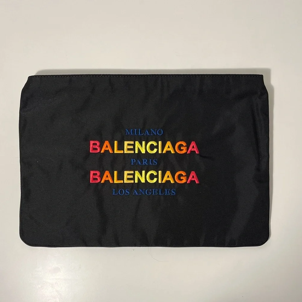 Balenciaga Ombre Rainbow Laptop Document Holder Logo Pouch Portfolio Case Clutch